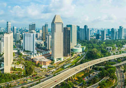 singapore view of marina bay and downtown