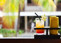 tropical juice and cold towel