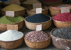 Various type of cereal grains at Dong Xuan Market