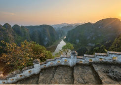 Sunset in the mountains in Ninh Binh