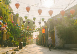 Woman walking on the morning in Hoi An