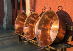 Large copper vessels in Santa Clara del Cobre