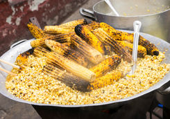 Grilled corn at a market