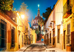 Street by night in San Miguel de Allende