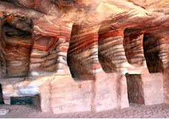 interior of ancient tomb with color