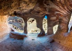 the inside of a beautiful cave