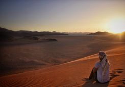 sunset in the wadi rum desert