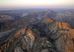 aerial photo from mountains in the namibian desert