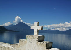 cross and view of the lake