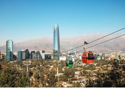 cable car and santiago aerial skyline