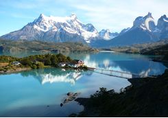 torres del paine and lake