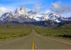 highway road into the glaciers