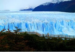 view of perito moreno glacier with the viewing balcony