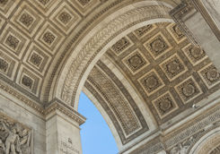 Close up details of the Arc de Triomphe in Paris