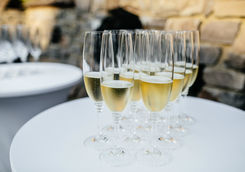 Full glasses of Champagne