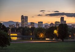 Skyline of Denver from the a city park