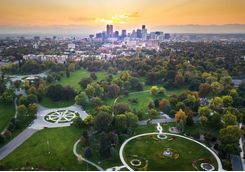 Cityscape of a unset over Denver