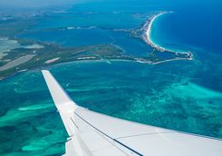plane over cancun