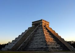 mexican pyramid at sunrise