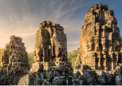 stone face at sunrise