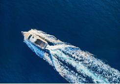 speedboat racing at the open sea