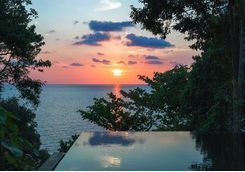 Ocean pool villa at sunset, Krabey Island