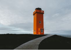 Picturesque remote orange lighthouse