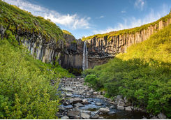 Waterfall Svartifoss in Skaftafell National Park
