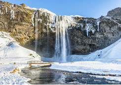 Waterfall Seljalandsfoss in winter