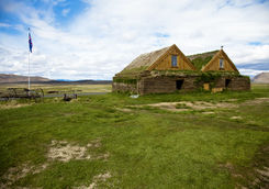 Turf houses in Skagafjordur fjord