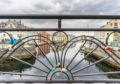 Love lock on a bridge in Alesund