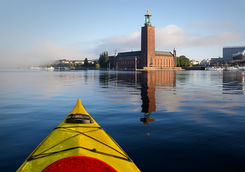 Kayak on river in Stockholm