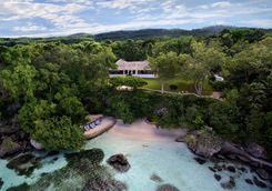 Aerial beach villa at Goldeneye