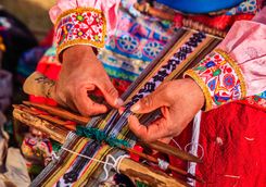 peruvian woman weaving