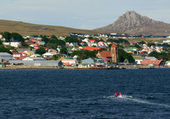 View of Port Stanley from the harbour