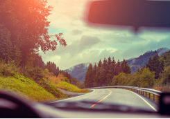 Driving on mountain road in Norway