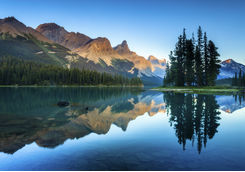 twilight at Spirit Island Jasper National Park