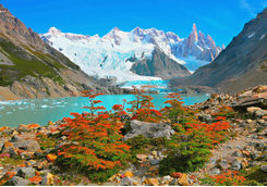 lake near cerro torre mountain
