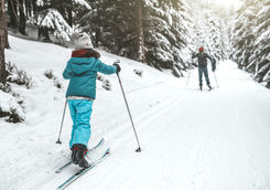 family cross country skiing
