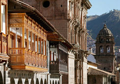 Closeup of Plaza de Armas Cusco