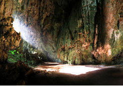 Light beam into cave