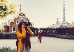 lady photographing barcelona