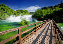 bridge viewing the waterfall