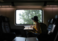 Woman on a train
