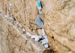 Letters stuffed into the cracks of the Western Wall, Jerusalem