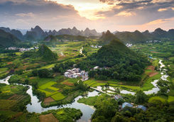 sunset landscape karst formnation