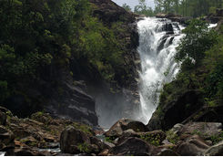 mountain ridge waterfall