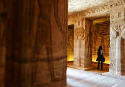 woman inside nefertari temple