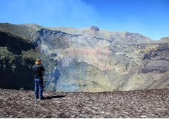 smoking crater of villarrica volcano