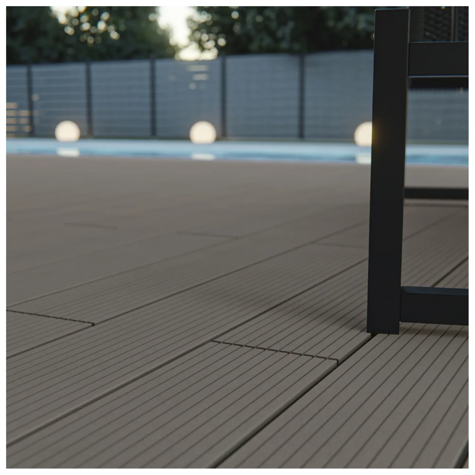 HORI BPC WPC Terrassendielen XXL massiv Komplettset mit Unterkonstruktion, Clips